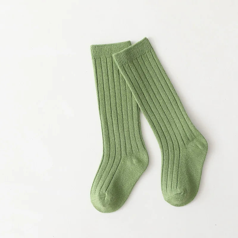 Calcetines Largos de Algodón para Niños y Niñas – Rayas Transpirables, Cómodos y Perfectos para Uniforme Escolar