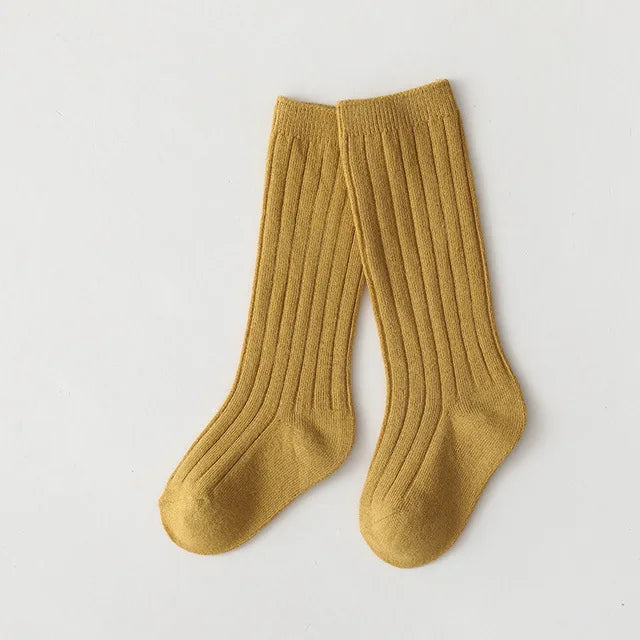 Calcetines Largos de Algodón para Niños y Niñas – Rayas Transpirables, Cómodos y Perfectos para Uniforme Escolar