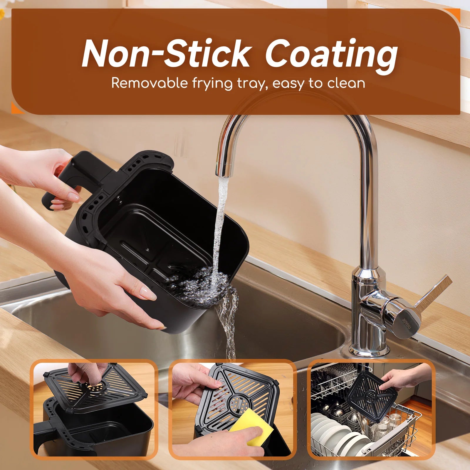 Freidora de Aire 2 Litros Aigostar – 1200W, 8 Programas, Pantalla LED Táctil, Temperatura y Tiempo Ajustables, Rejilla Antiadherente Extraíble