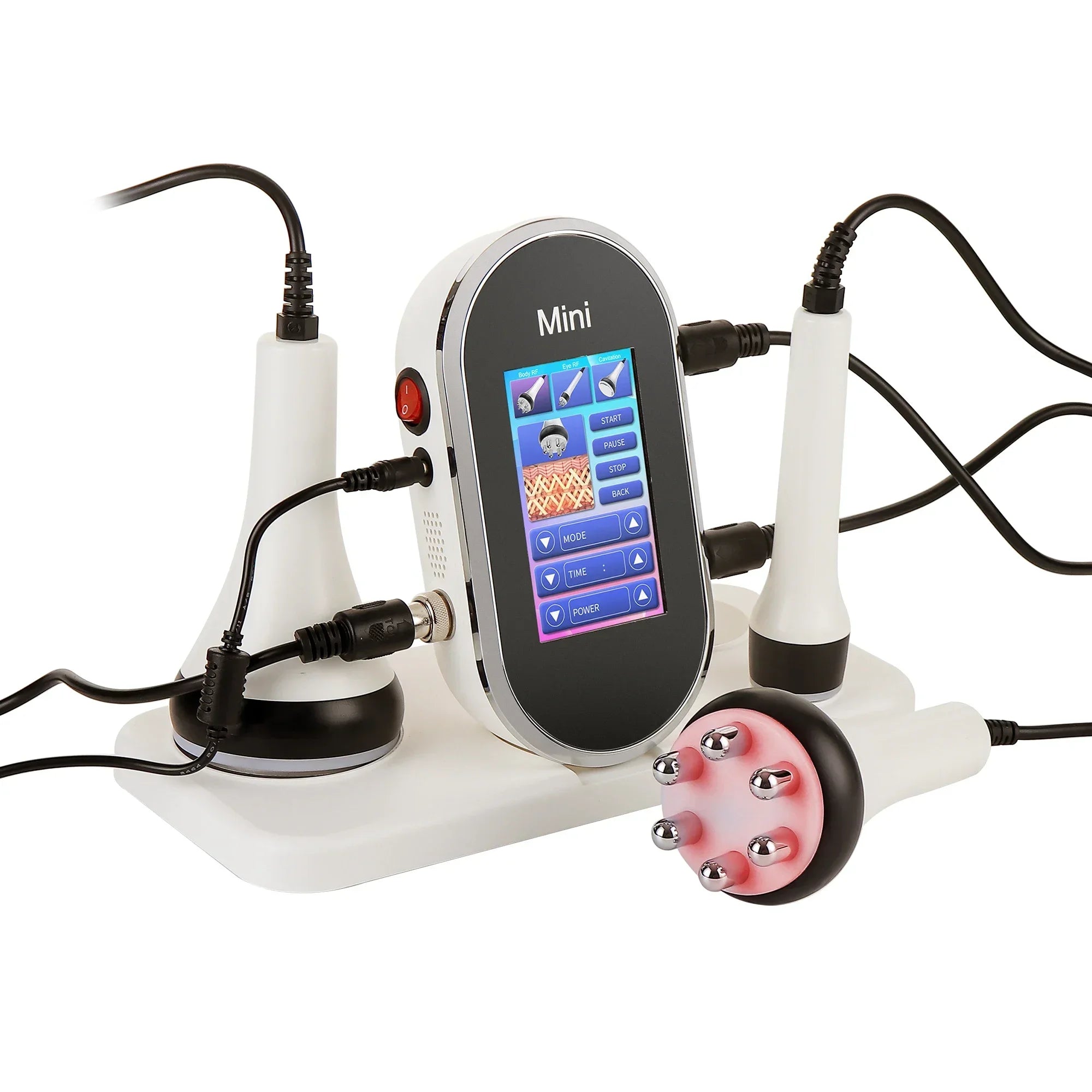 Dispositivo Estético 3 en 1 RF & EMS con Ultrasonido de Cavitación para Adelgazamiento Corporal, Lifting Facial y Reafirmante de Piel – Máquina Profesional de Cuidado Facial y Corporal