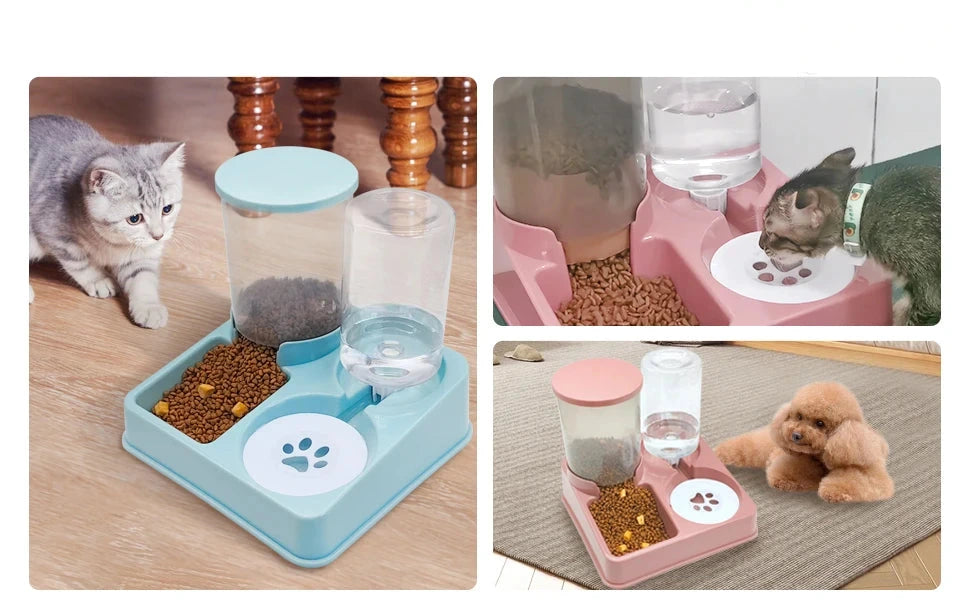 Dispensador Automático de Comida y Agua para Gatos 2 en 1 | Comedero Inclinado por Gravedad y Bebedero para Mascotas