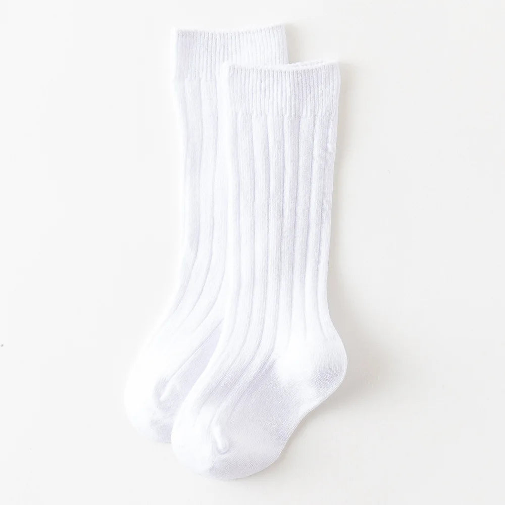 Calcetines Largos de Algodón para Niños y Niñas – Rayas Transpirables, Cómodos y Perfectos para Uniforme Escolar