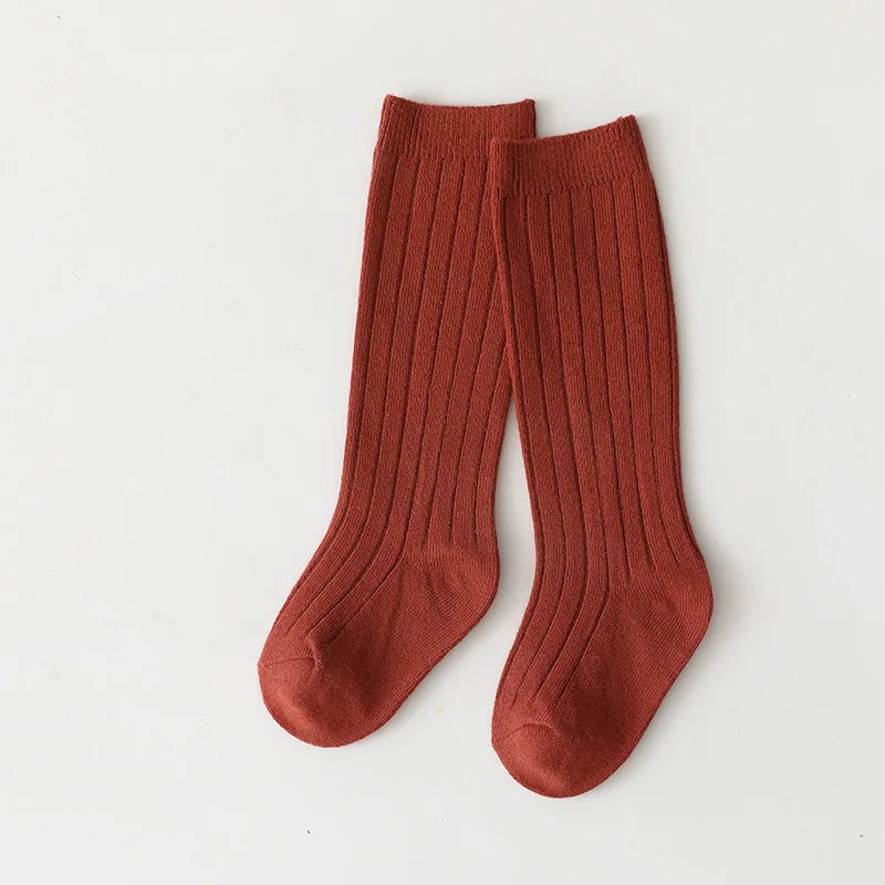 Calcetines Largos de Algodón para Niños y Niñas – Rayas Transpirables, Cómodos y Perfectos para Uniforme Escolar