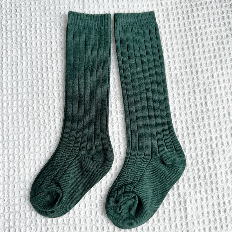 Calcetines Largos de Algodón para Niños y Niñas – Rayas Transpirables, Cómodos y Perfectos para Uniforme Escolar