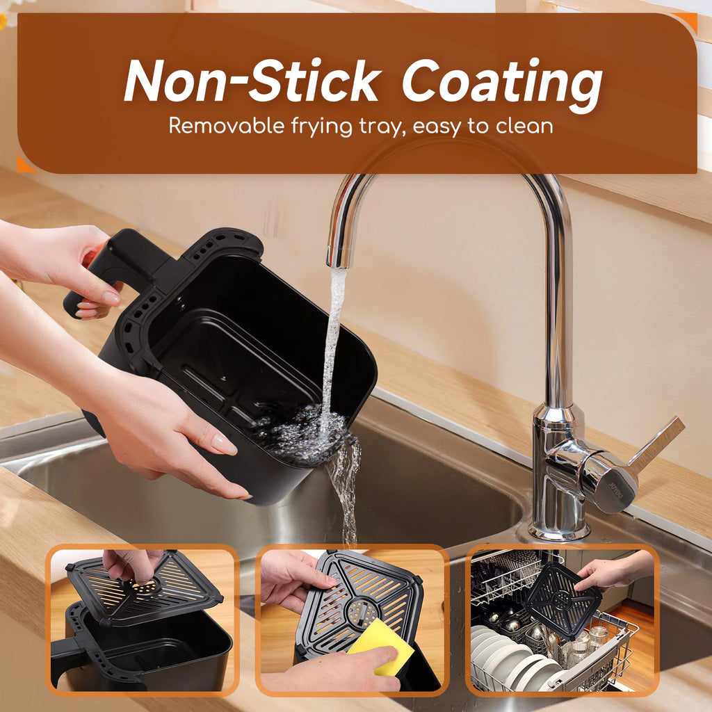 Freidora de Aire 2 Litros Aigostar – 1200W, 8 Programas, Pantalla LED Táctil, Temperatura y Tiempo Ajustables, Rejilla Antiadherente Extraíble