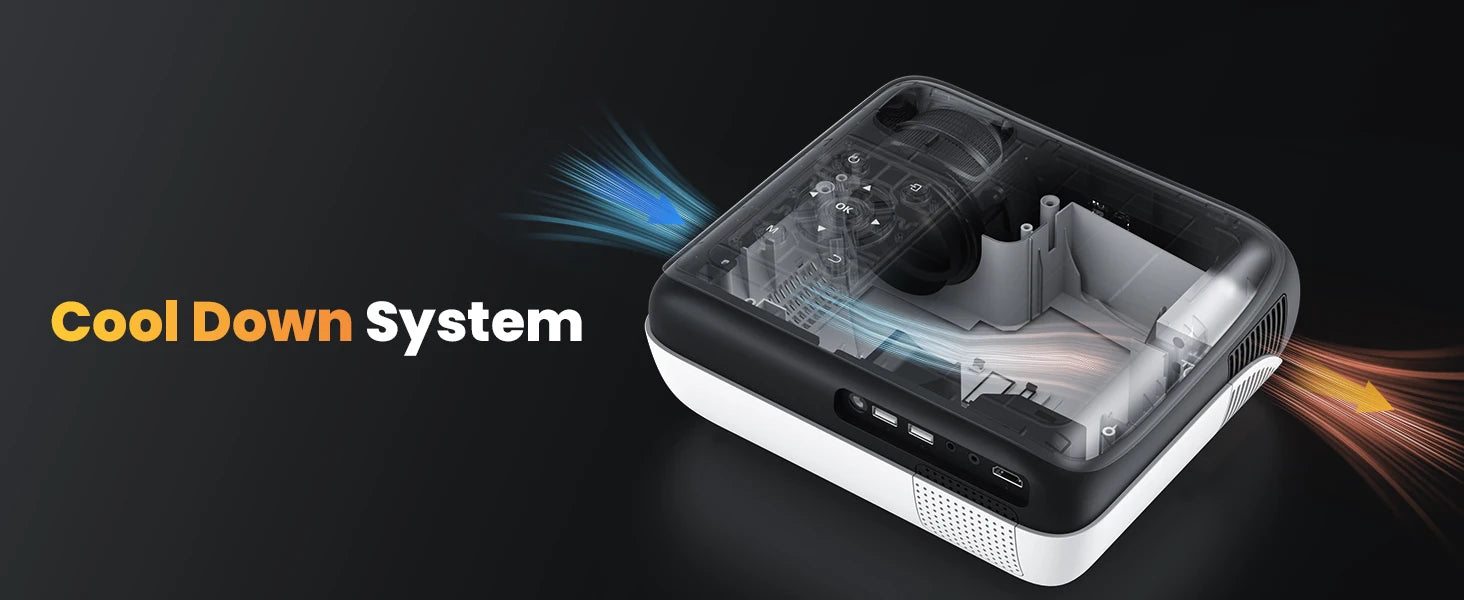 Proyector 4K Full HD Hopvision 9500 Lúmenes con Bluetooth 5.1, Zoom 25%, Altavoces Integrados y Pantalla hasta 200” – Cine en Casa y Exterior