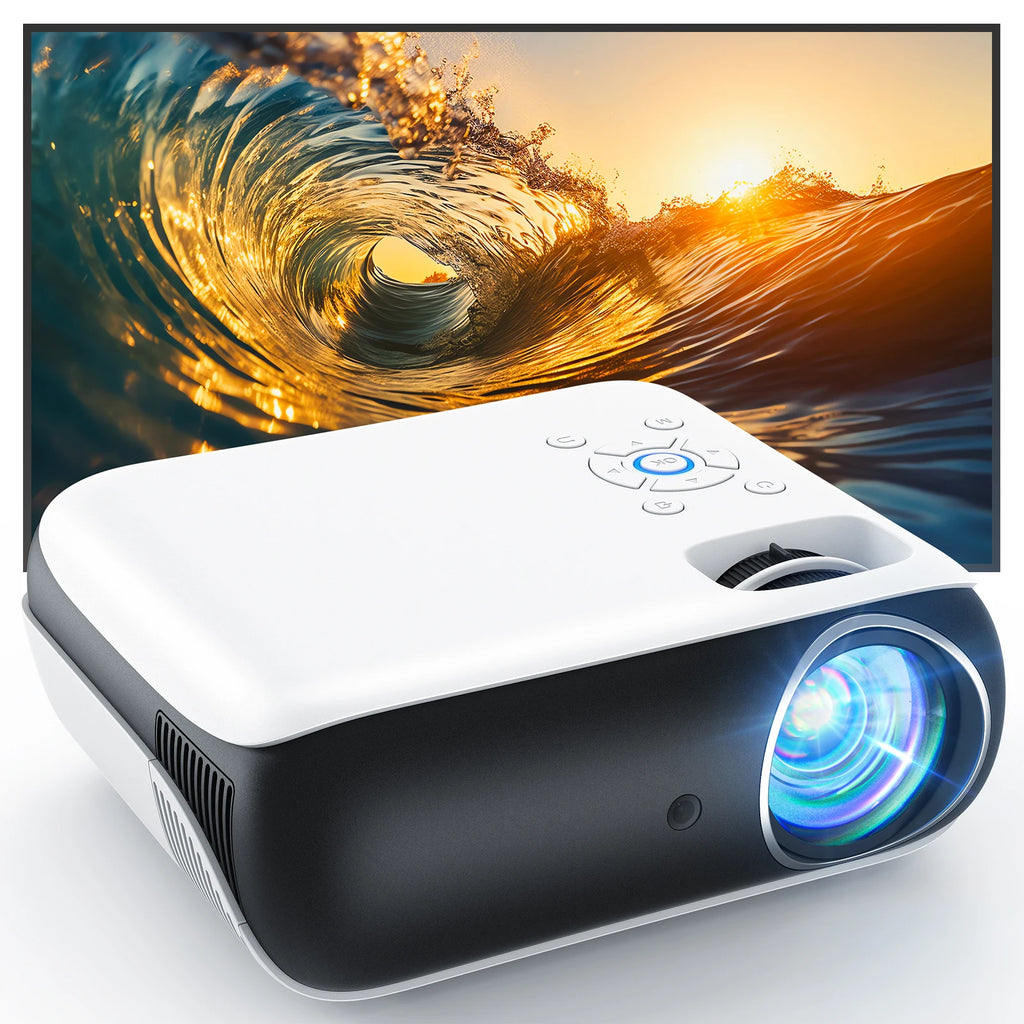 Proyector 4K Full HD Hopvision 9500 Lúmenes con Bluetooth 5.1, Zoom 25%, Altavoces Integrados y Pantalla hasta 200” – Cine en Casa y Exterior