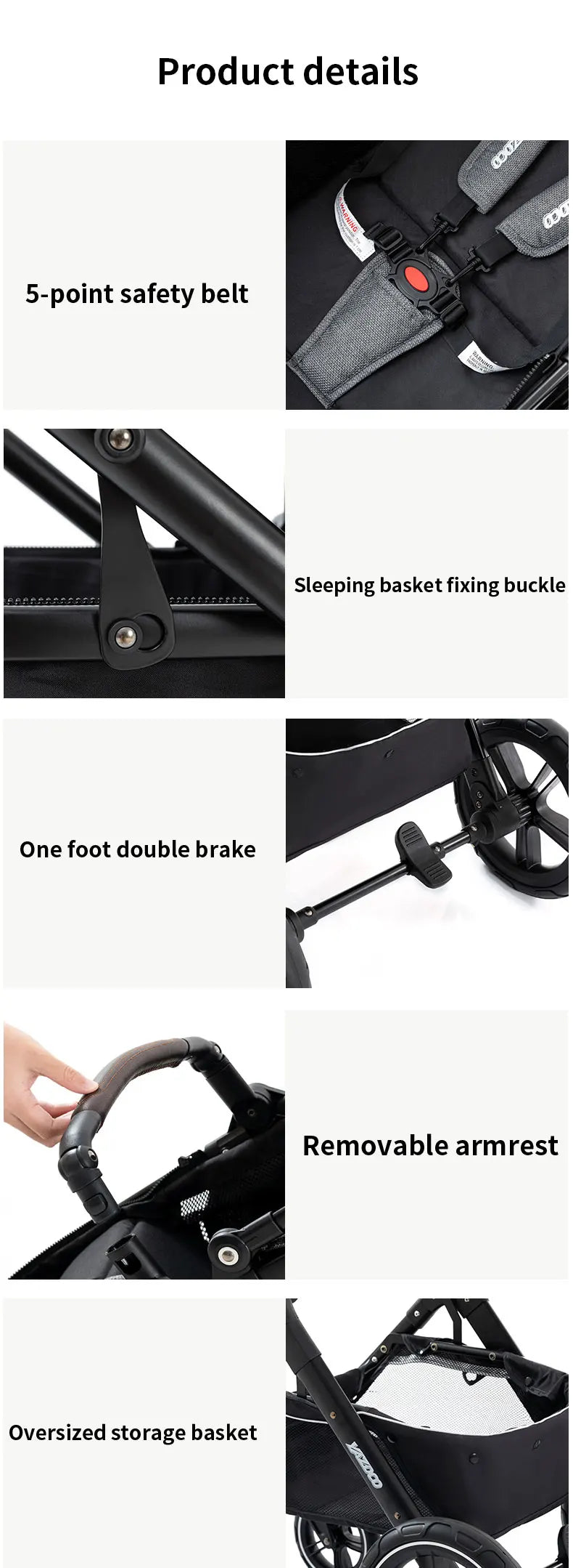 Cochecito 3 en 1 de Lujo para Recién Nacido – Plegable, con Capota y Chasis de Aluminio