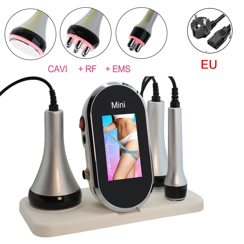 Dispositivo Estético 3 en 1 RF & EMS con Ultrasonido de Cavitación para Adelgazamiento Corporal, Lifting Facial y Reafirmante de Piel – Máquina Profesional de Cuidado Facial y Corporal