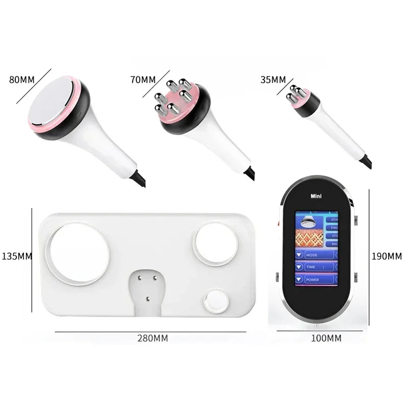 Dispositivo Estético 3 en 1 RF & EMS con Ultrasonido de Cavitación para Adelgazamiento Corporal, Lifting Facial y Reafirmante de Piel – Máquina Profesional de Cuidado Facial y Corporal