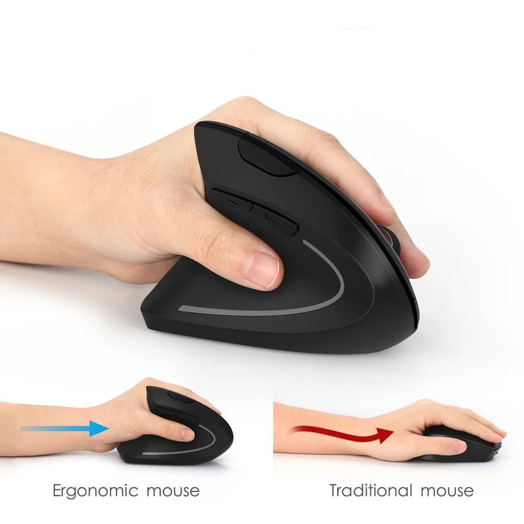 Raton ergonomico Vertical Wireless Mouse 2.4G – 6‑Botones, DPI Ajustable, Para Mano Derecha o Izquierda